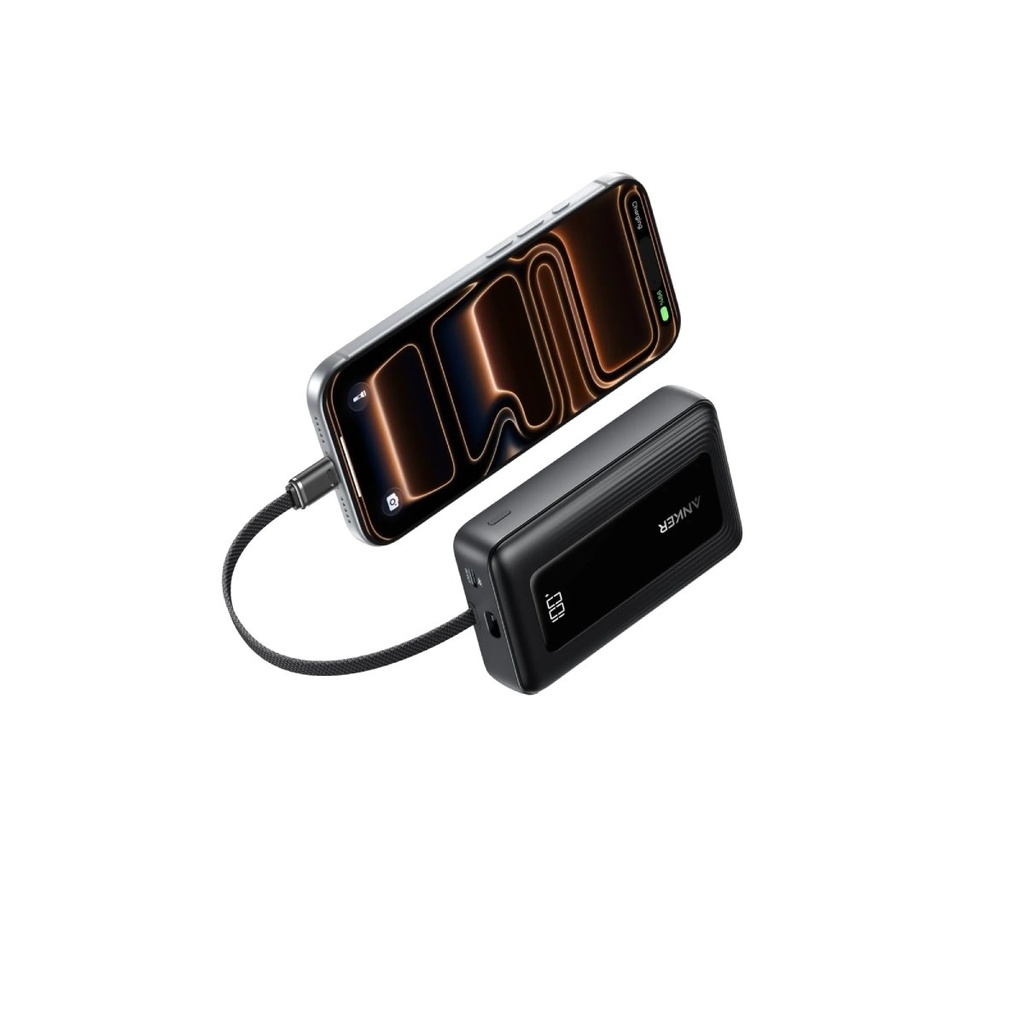 ANKER POWER BANK 10K,30W, CABLE C Integrado,NEGRO  A1688H11