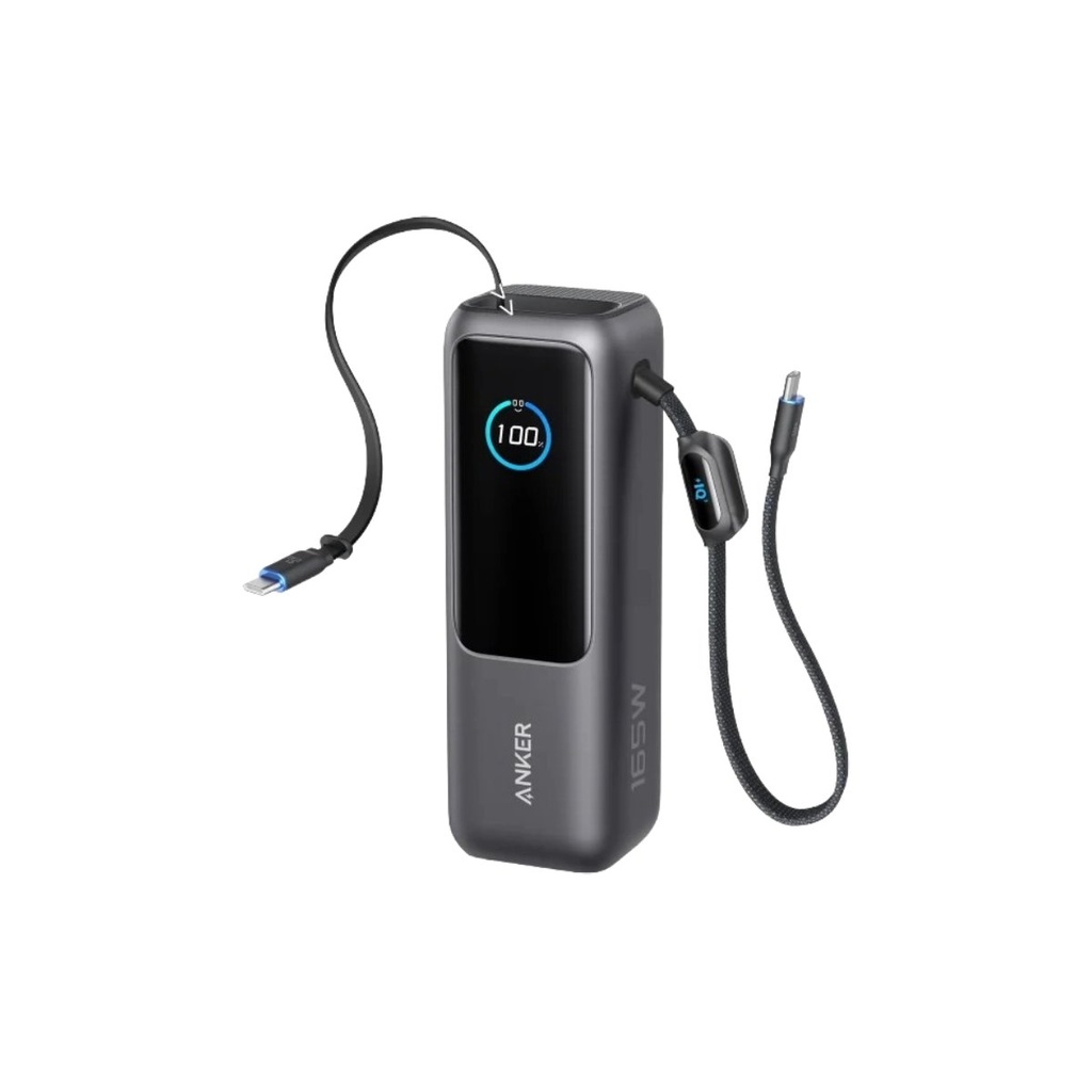 ANKER POWER BANK LAPTOP 25K ,165W, 3 conector Tipo C (cables integrados y retractiles), Negro   A1695H11    