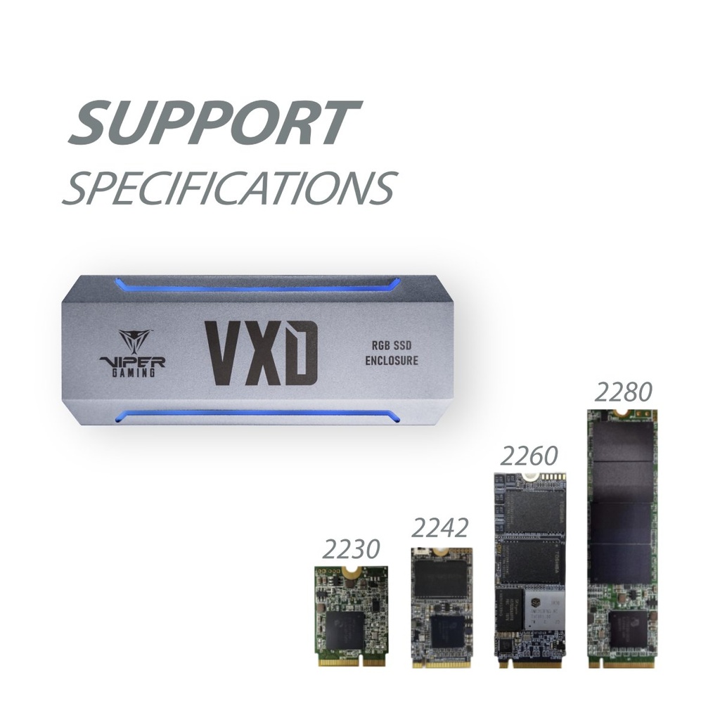 Enclosure para SSD RGB  VXD PCIe M.2. 2280 USB 3.2 Gen2x1 Patriot PV860UPRGM