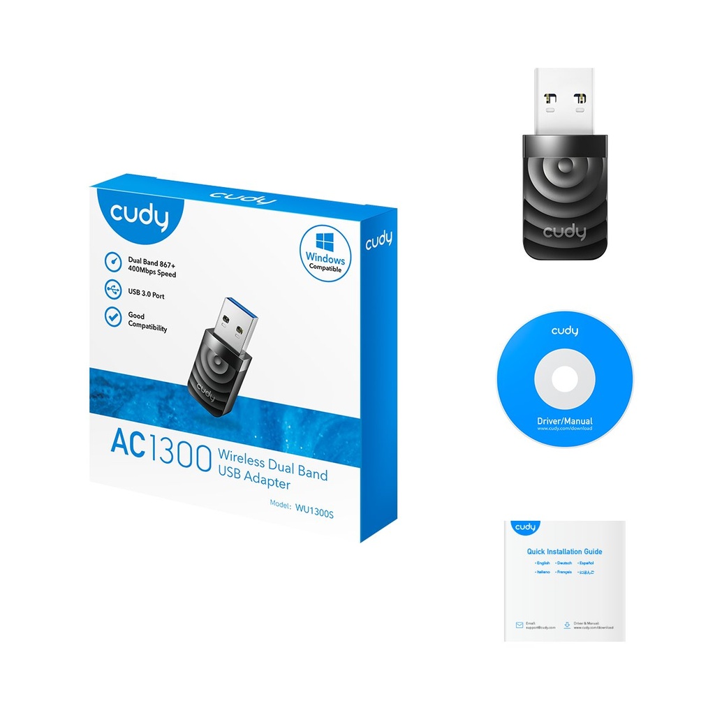 Adaptador USB WIFI  AC1300 Dual Band Cudy WU1300S