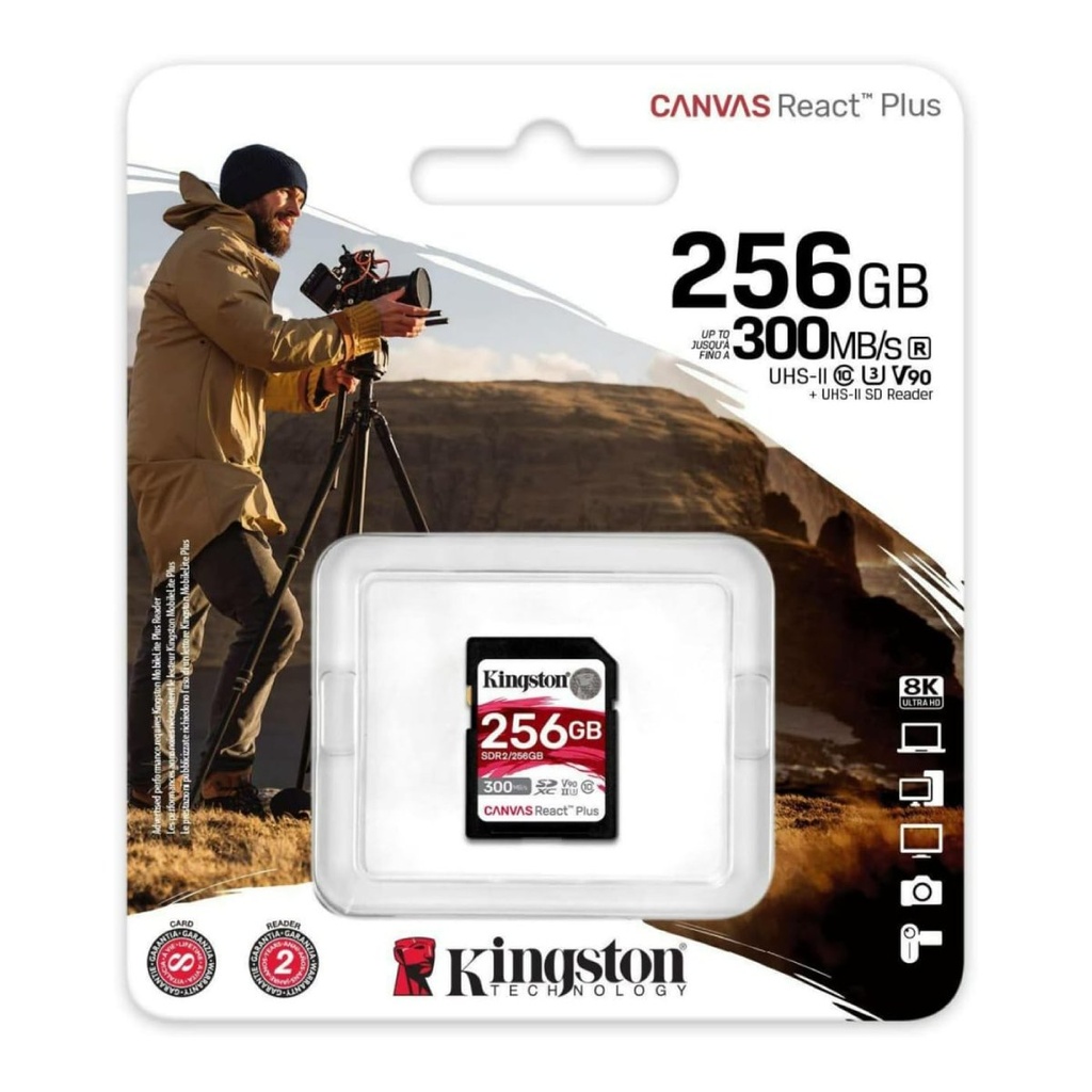 SDR2/256GB SDHC/SDXC Canvas React Plus UHS-II 300R/260W U3 V90 4K/8K