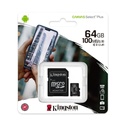 MicroSD 64GB Kingston SDCS2/64GB con Adaptador 