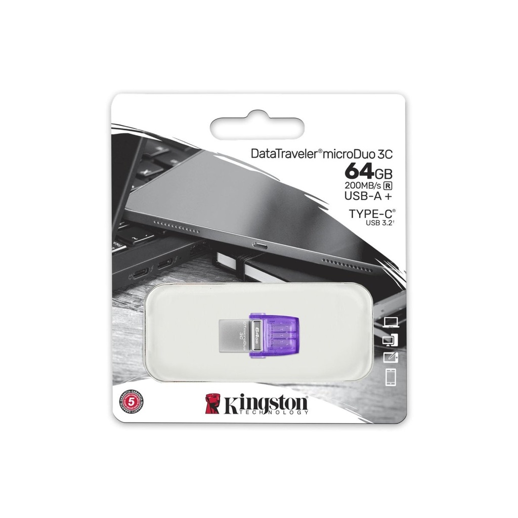 Pendrive 64GB Kingston MicroDuo DTDUO3CG3/64GB  USB 3.2 tipo A y tipo C