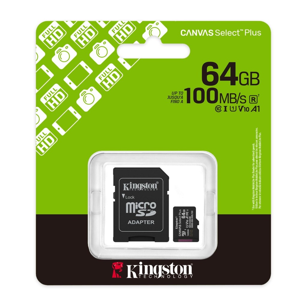 MicroSD 64GB Kingston SDCS3/64GB con Adaptador