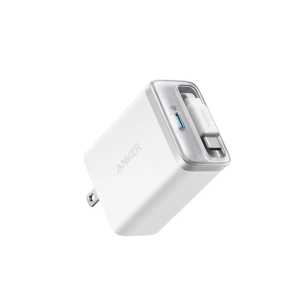 ANKER CARGADOR NANO 35W con cable retractable TIPO C y 1 puerto mas TIPO C Blanco  A2658J21