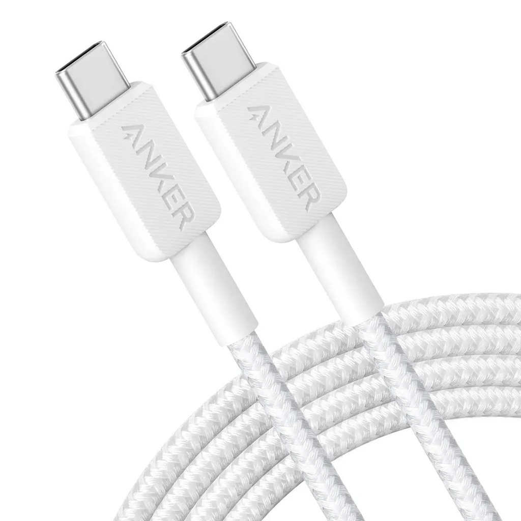 ANKER CABLE TIPO C trenzado 1.8mts carga rapida 60W BLANCO  A81F6H21