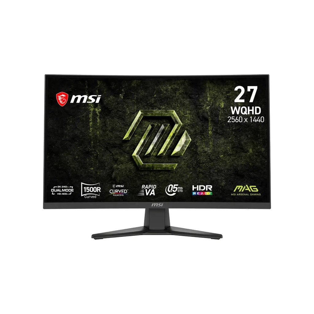 Monitor Gaming MSI 27" 2K Curvo Rapid VA, Dual mode (240 y 400 hz), 0,5 ms MAG 275CQDF X24