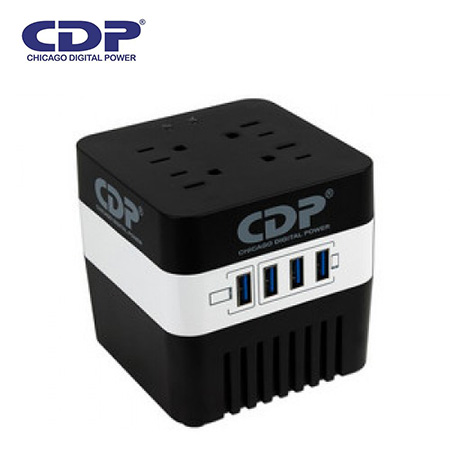 [RU-AVR604I] Estabilizador voltaje con supresor de picos 220Vac 600VA, 4 tomas 4 USB RU-AVR604I